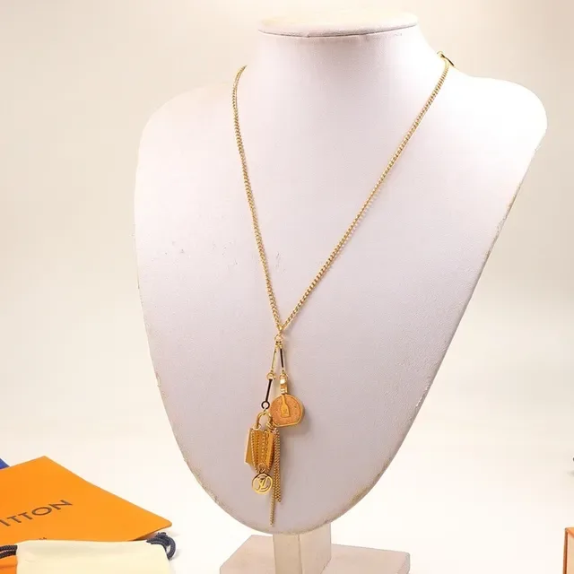 Louis Vuitton Multi Charm Gold-Tone and Pink Enamel Necklace 5