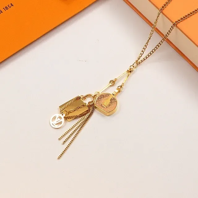 Louis Vuitton Multi Charm Gold-Tone and Pink Enamel Necklace 6