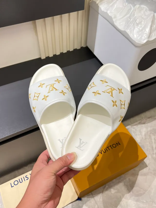 Louis Vuitton Multicolor Black Monogrammed Strap Platform Sole Slippers 5