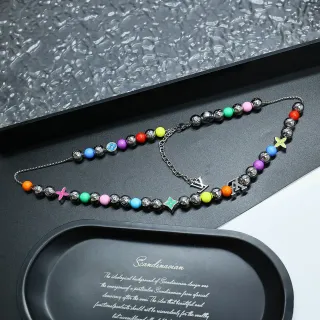 Louis Vuitton Multicolor Silver Beaded Metallic Charm Accents Necklace