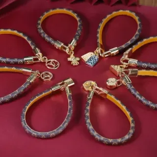 Louis Vuitton Navy Gold Monogram Canvas Hardware Bracelet