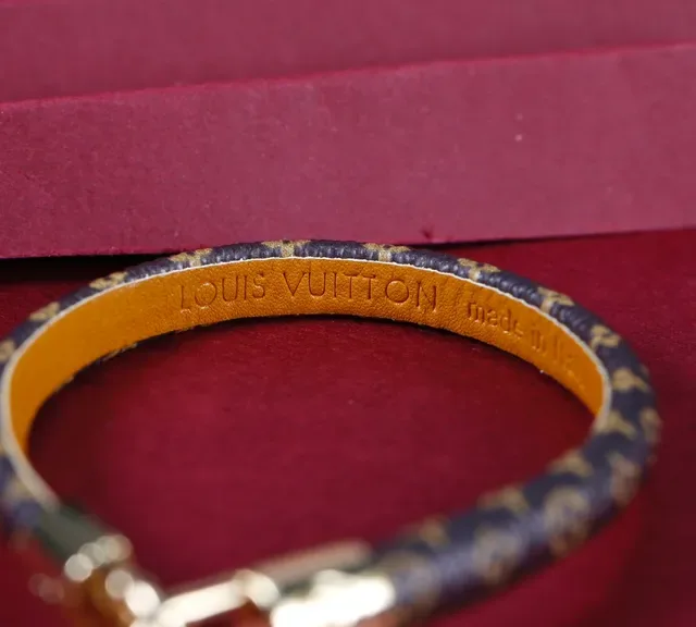 Louis Vuitton Navy Gold Monogram Canvas Hardware Bracelet 4