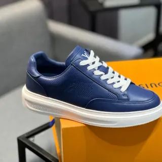 Louis Vuitton Navy White Leather Upper Perforated Side Panels Lifestyle Sneakers