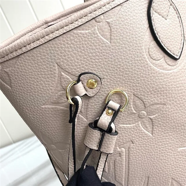 Louis Vuitton Neverfull بيج بني مونوغرام مطبوع جلد مقابض متداولة حقيبة تسوق 6