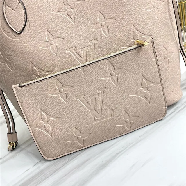 Louis Vuitton Neverfull بيج بني مونوغرام مطبوع جلد مقابض متداولة حقيبة تسوق 8