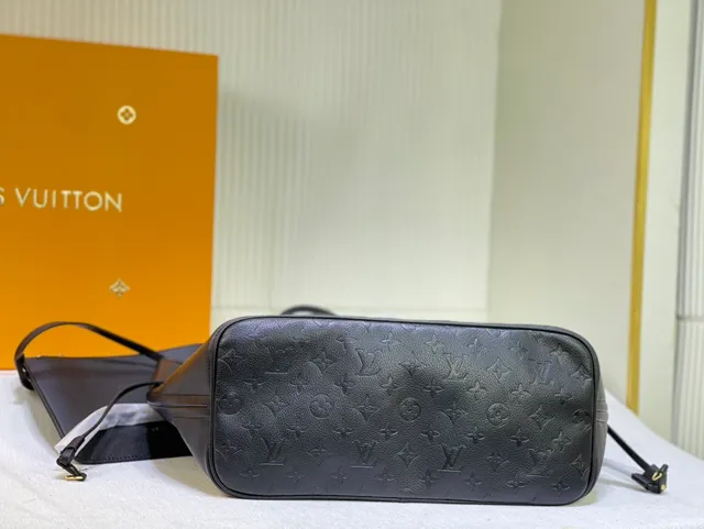 Louis Vuitton Neverfull Studded Dark Gray Leather Tote Bag 3
