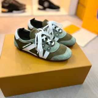 Louis Vuitton Olive Green and White Suede Lifestyle Sneakers