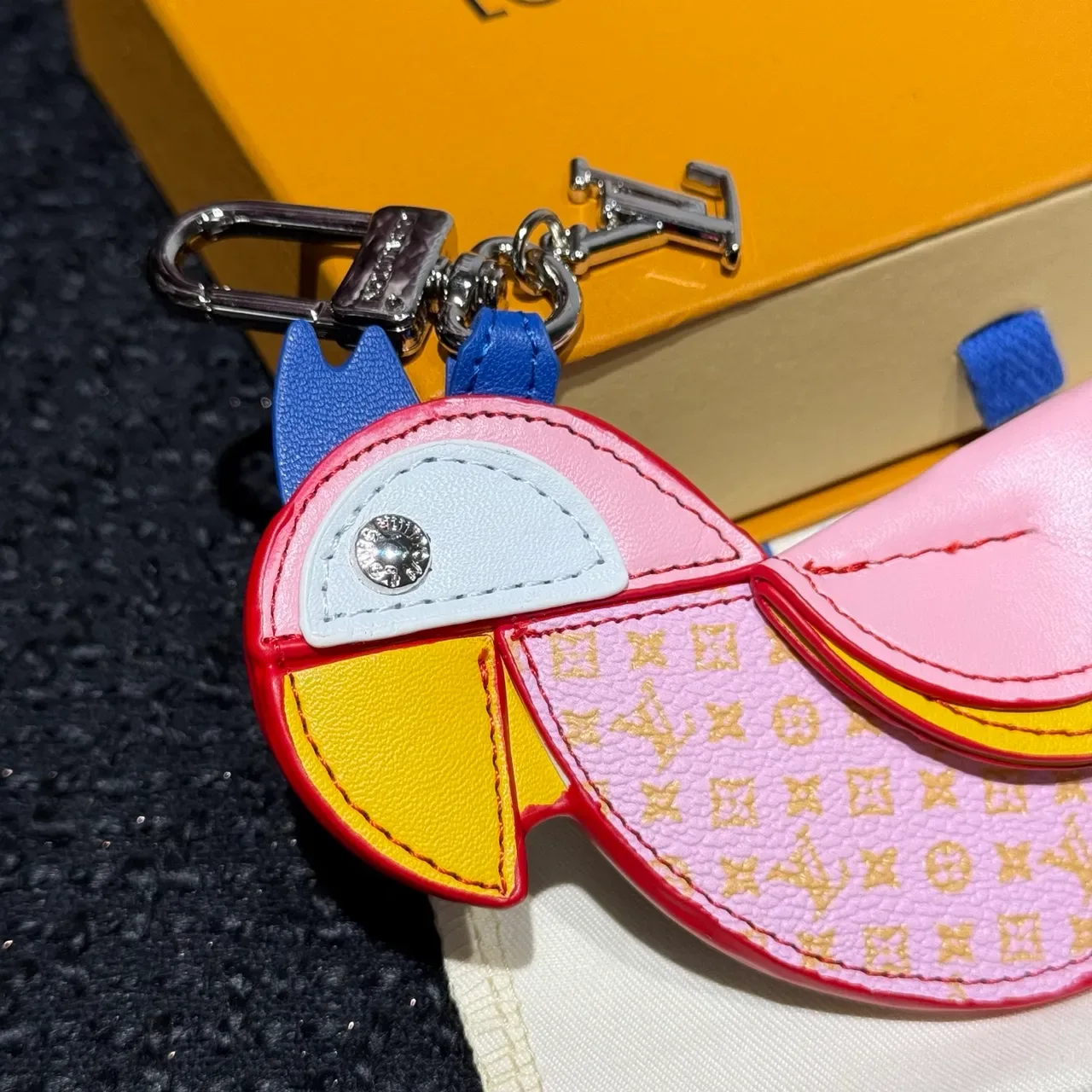 Louis Vuitton Parrot Charm Pink Multicolor Leather Handbag 4
