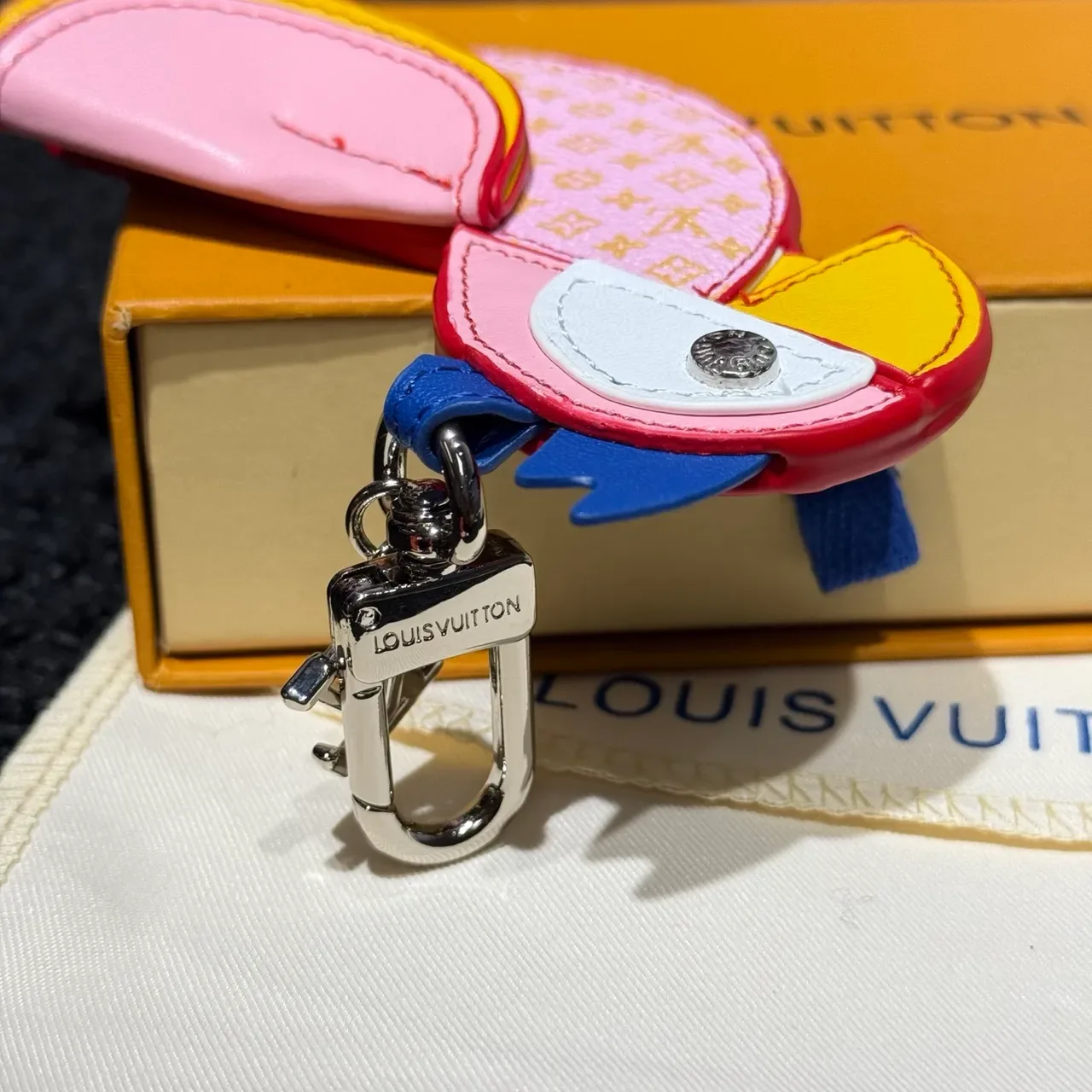 Louis Vuitton Parrot Charm Pink Multicolor Leather Handbag 5