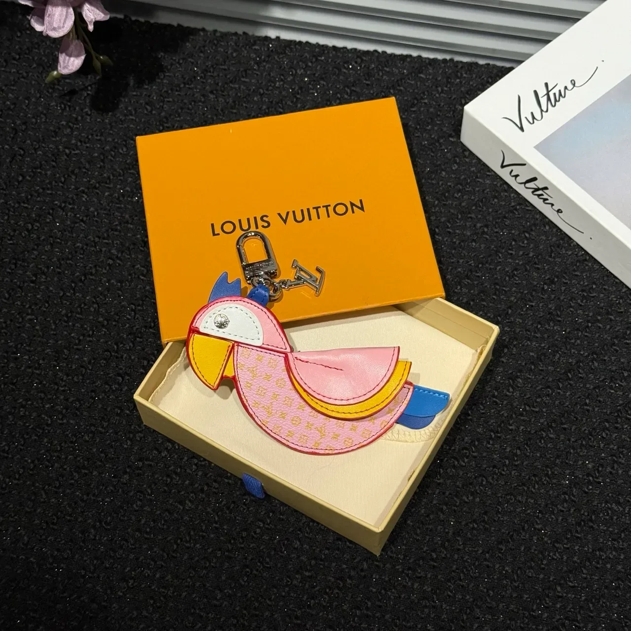 Louis Vuitton Parrot Charm Pink Multicolor Leather Handbag 9