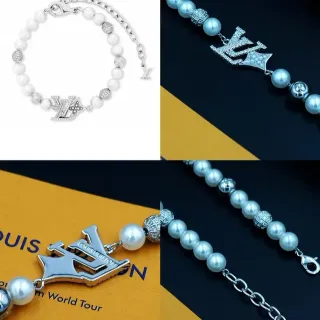 Louis Vuitton Pearl and Pavé LV Monogram Crown Bracelet