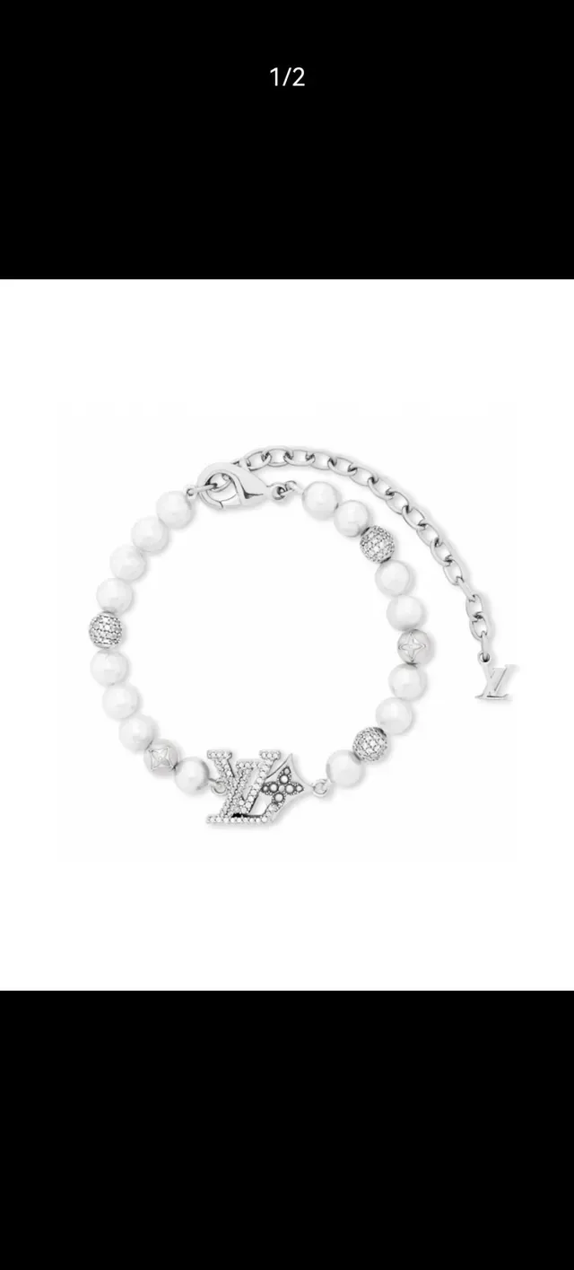 Louis Vuitton Pearl and Pavé LV Monogram Crown Bracelet 4