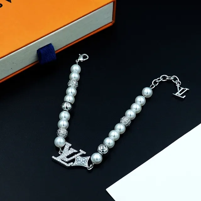 Louis Vuitton Pearl and Pavé LV Monogram Crown Bracelet 5