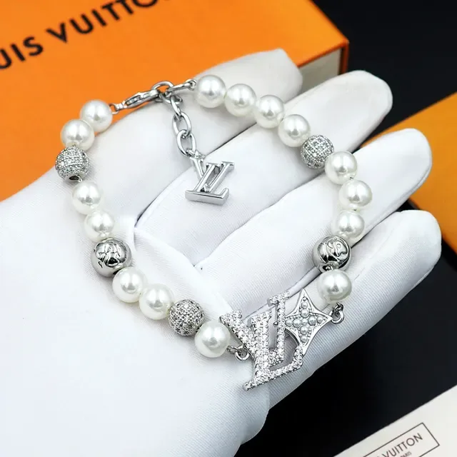 Louis Vuitton Pearl and Pavé LV Monogram Crown Bracelet 6