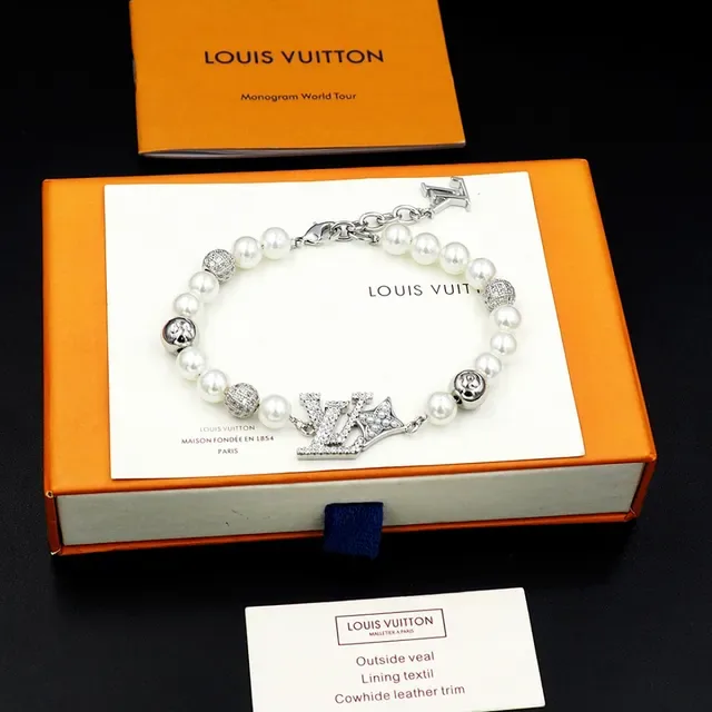 Louis Vuitton Pearl and Pavé LV Monogram Crown Bracelet 8
