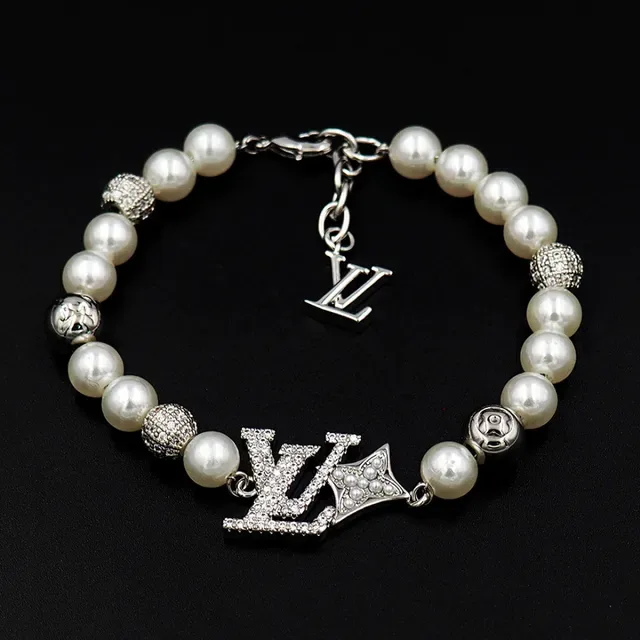 Louis Vuitton Pearl and Pavé LV Monogram Crown Bracelet 12