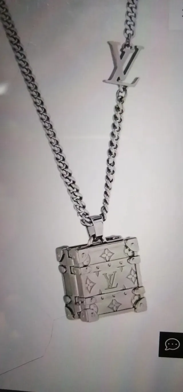Louis Vuitton Petite Malle Trunk Pendant Silver-Tone Necklace 4