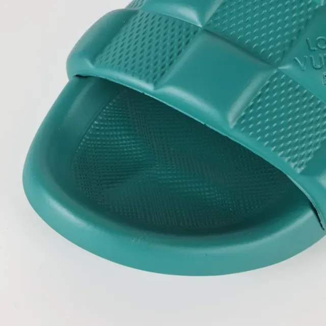 Louis Vuitton Pool Slide Teal Quilted Strap Slipper 5