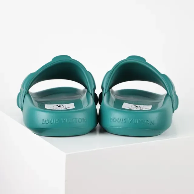 Louis Vuitton Pool Slide Teal Quilted Strap Slipper 8