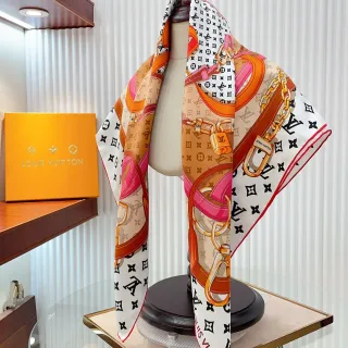 লুইস ভিটন মুদ্রিত হ্যান্ডব্যাগ হার্ডওয়্যার মোটিফ সিল্ক স্কার্ফ