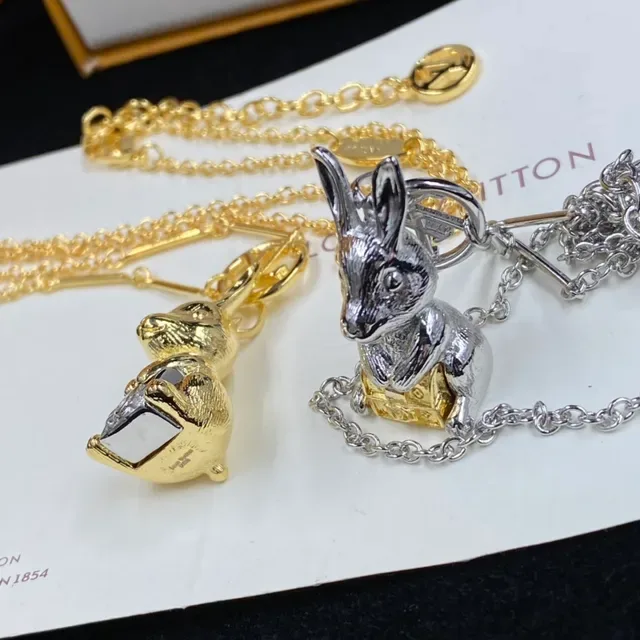 Louis Vuitton Rabbit Pendant Necklace Dual-Tone Metal Necklaces 2