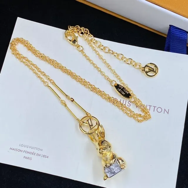 Louis Vuitton Rabbit Pendant Necklace Dual-Tone Metal Necklaces 3