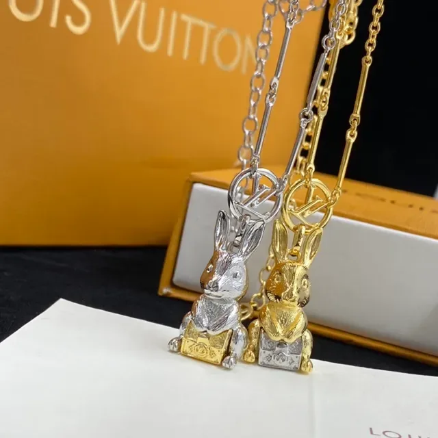 Louis Vuitton Rabbit Pendant Necklace Dual-Tone Metal Necklaces 4