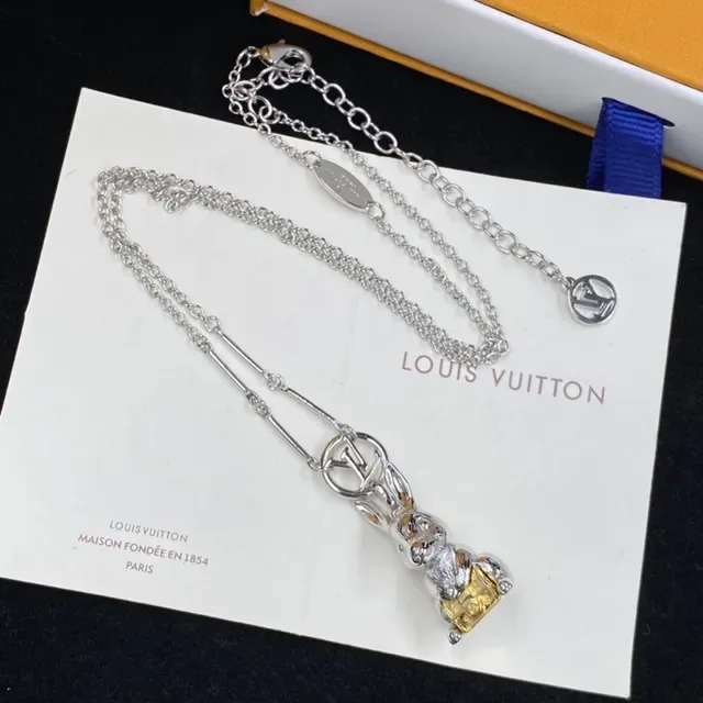 Louis Vuitton Rabbit Pendant Necklace Dual-Tone Metal Necklaces 5