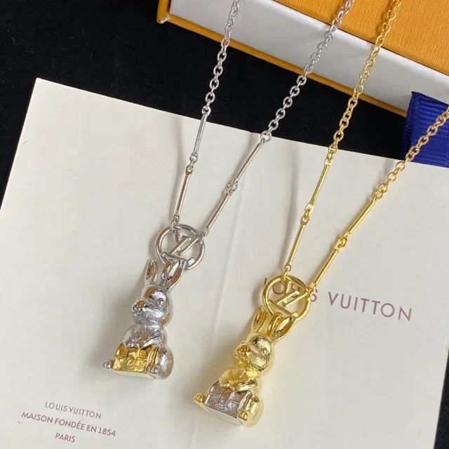 Louis Vuitton Rabbit Pendant Necklace Dual-Tone Metal Necklaces 6