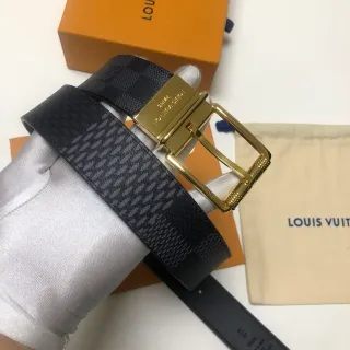 Louis Vuitton Reversible Belt Black Gold Damier Graphite Leather Belt