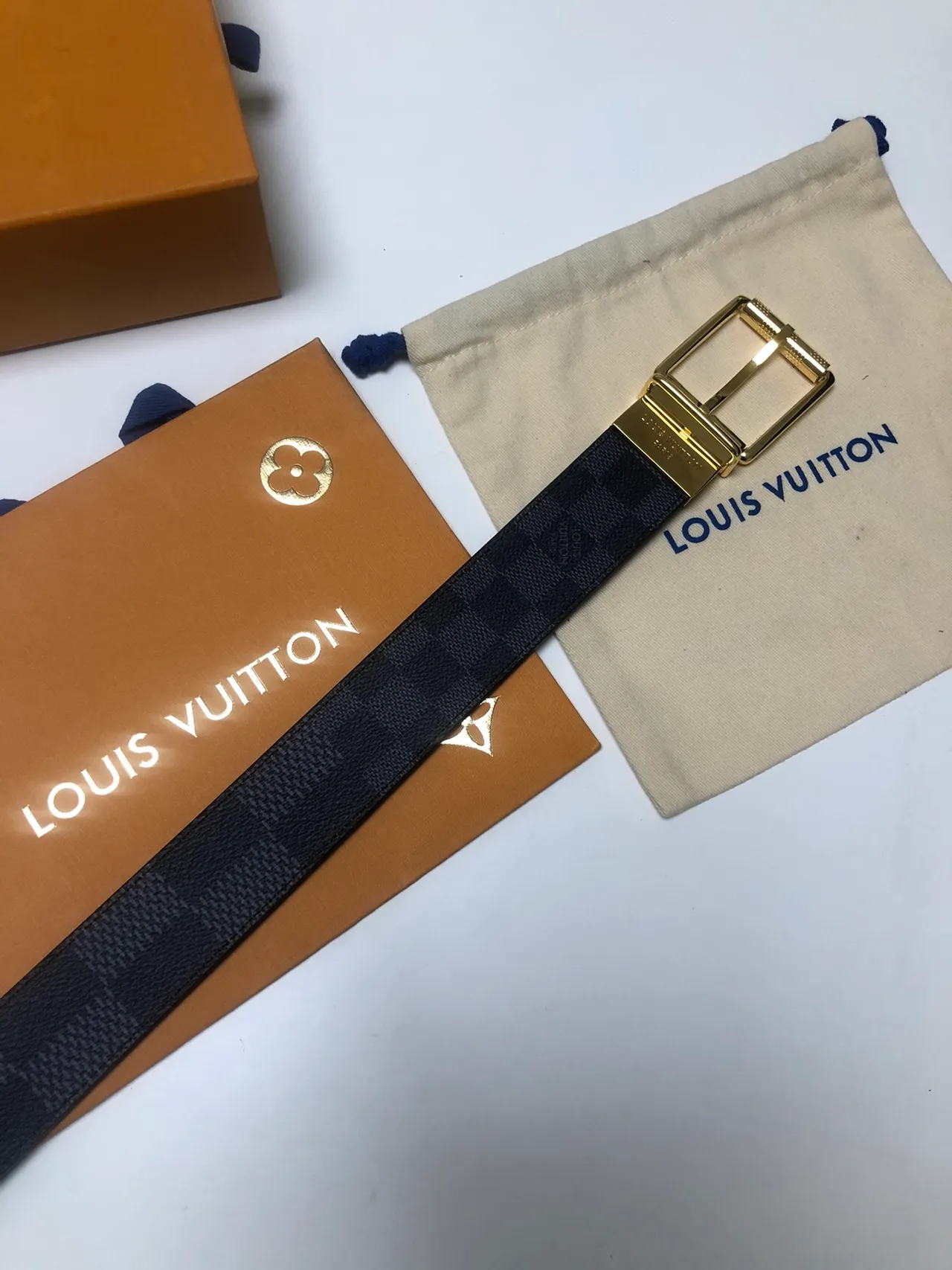 Louis Vuitton Reversible Belt Black Gold Damier Graphite Leather Belt 2