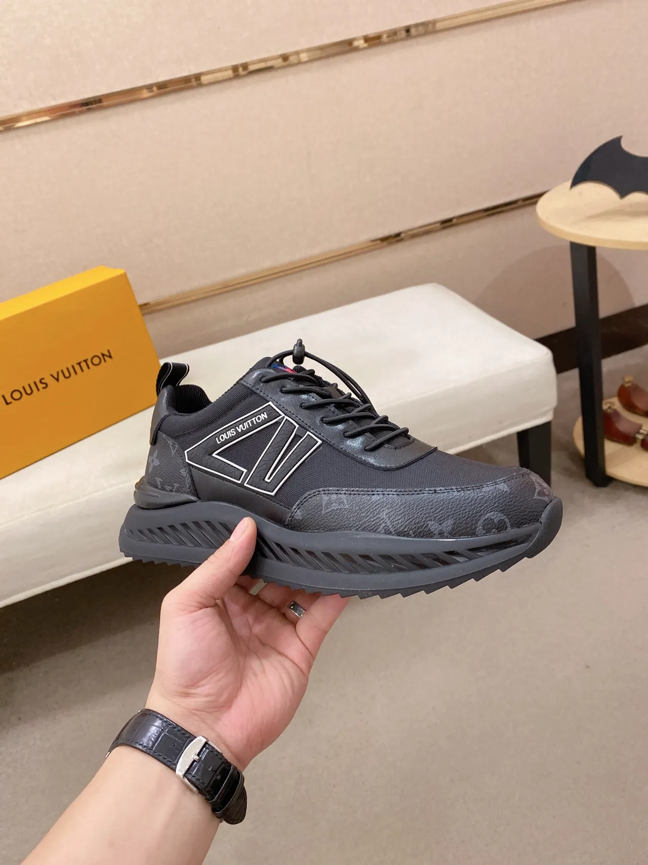 Louis Vuitton Run Away Black Monogram Lifestyle Sneakers 5