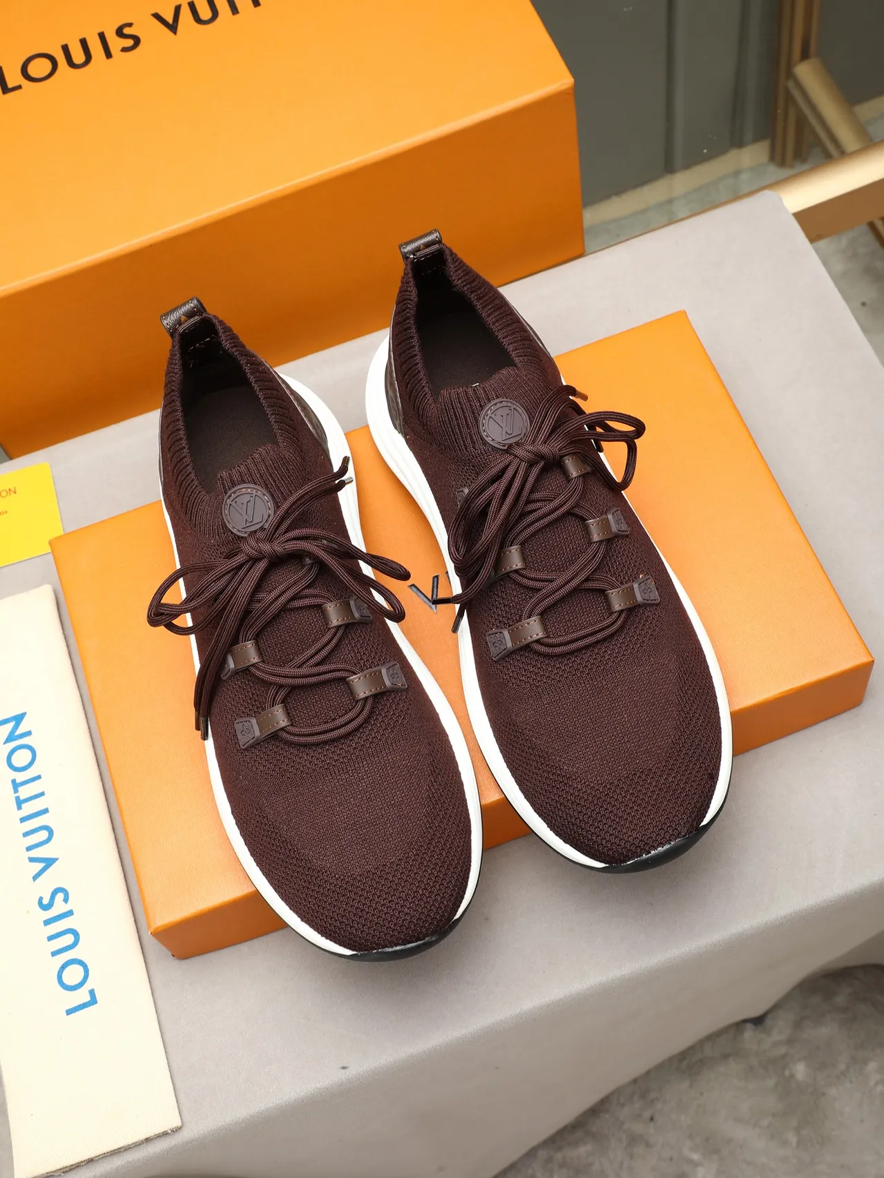 Louis Vuitton Run Away Brown Knit Lifestyle Sneakers 2