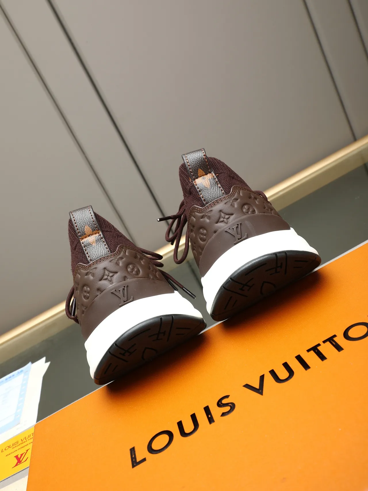 Louis Vuitton Run Away Brown Knit Lifestyle Sneakers 3