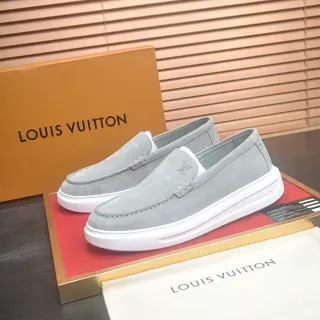 Louis Vuitton Run Away ग्रे व्हाइट सूड इयूपर नॉटेड लेदर डिटेल लोफर