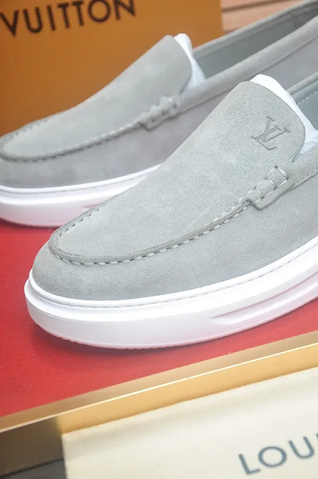 Louis Vuitton Run Away Gray White Suede Upper Knotted Leather Detail Loafer 2