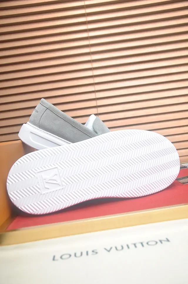 Louis Vuitton Run Away Gray White Suede Upper Knotted Leather Detail Loafer 3