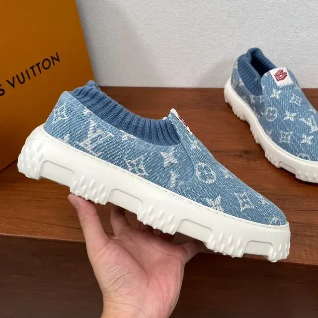 Louis Vuitton Run Away Monogram Denim Slip-On Lifestyle Sneakers 4