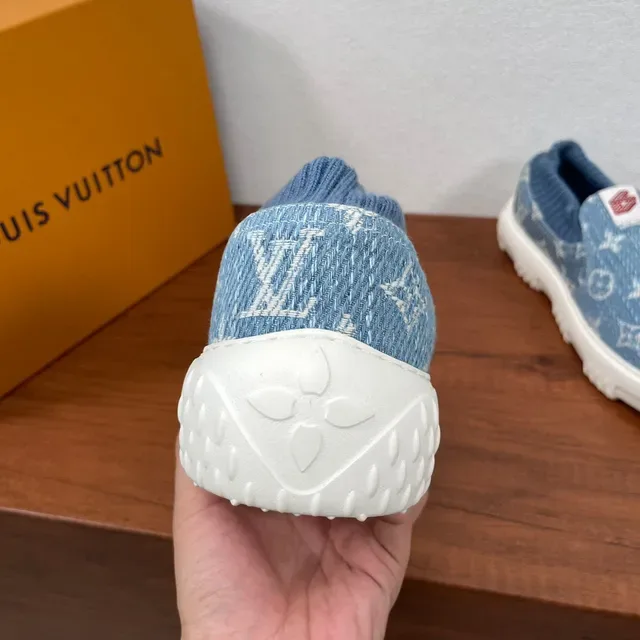 Louis Vuitton Run Away Monogram Denim Slip-On Lifestyle Sneakers 5