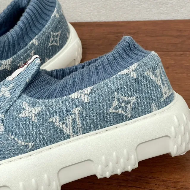 Louis Vuitton Run Away Monogram Denim Slip-On Lifestyle Sneakers 7