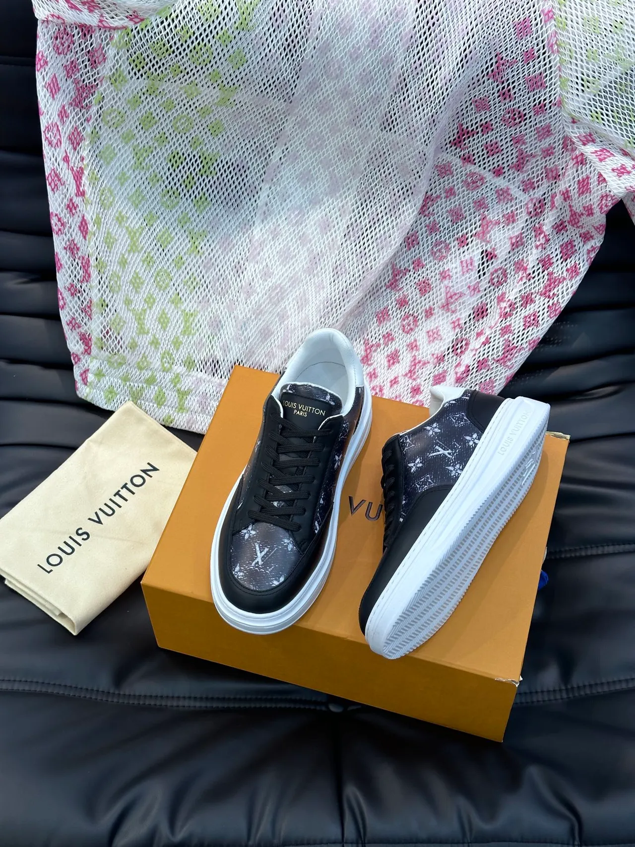 Louis Vuitton Run Away Monogram Print Black and White Lifestyle Sneakers 4