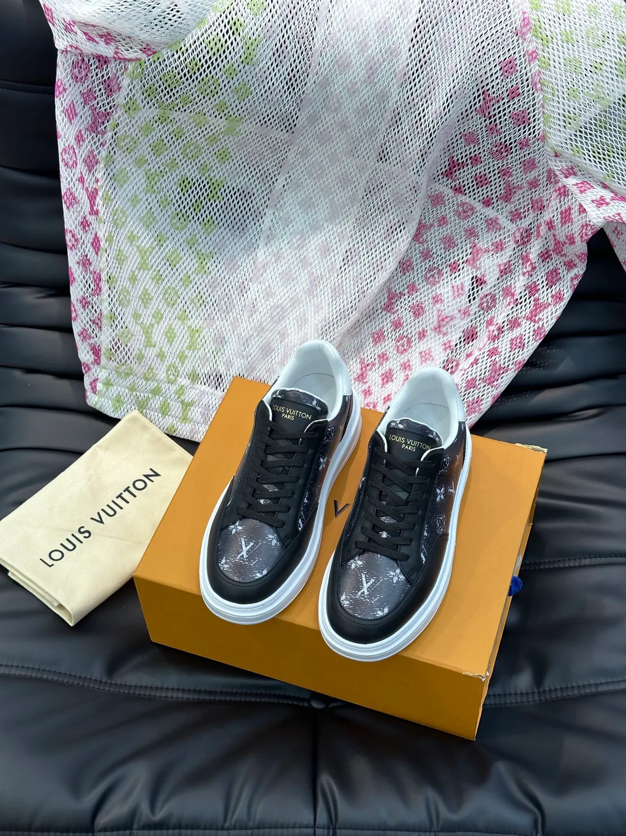 Louis Vuitton Run Away Monogram Print Black and White Lifestyle Sneakers 5