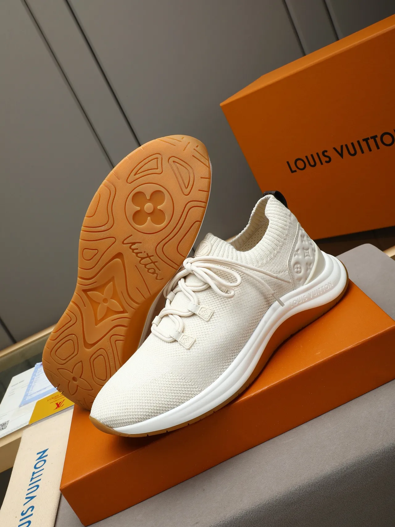 Louis Vuitton Run Away Off-White Knit Lifestyle Sneakers 4