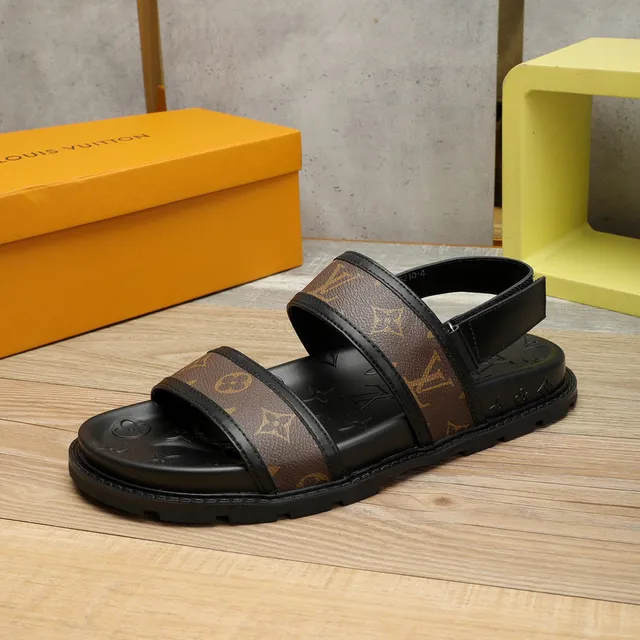 Sandales Louis Vuitton Run Away Sandales Noir Marron Sangle Monogramme Revêtue Semelle Caoutchouc Moldé Sandales Casual 3