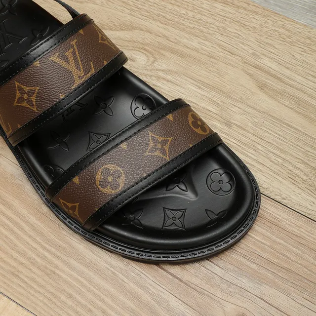 Sandales Louis Vuitton Run Away Sandales Noir Marron Sangle Monogramme Revêtue Semelle Caoutchouc Moldé Sandales Casual 5