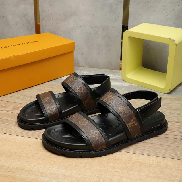 Sandales Louis Vuitton Run Away Sandales Noir Marron Sangle Monogramme Revêtue Semelle Caoutchouc Moldé Sandales Casual 8