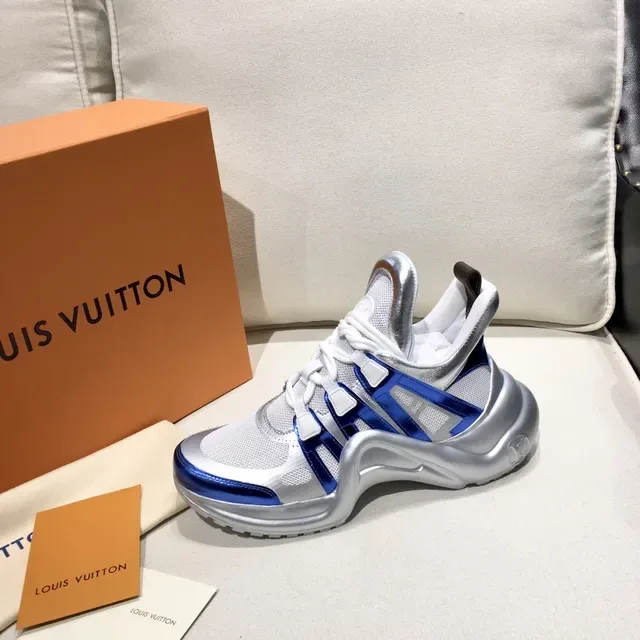 Louis Vuitton Run Away Silver and Blue Metallic Lifestyle Sneakers 2