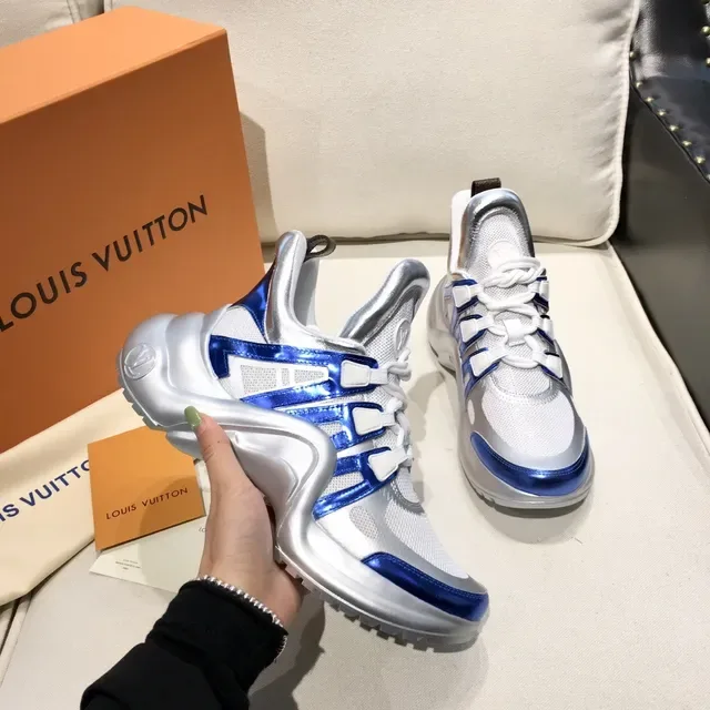 Louis Vuitton Run Away Silver and Blue Metallic Lifestyle Sneakers 4