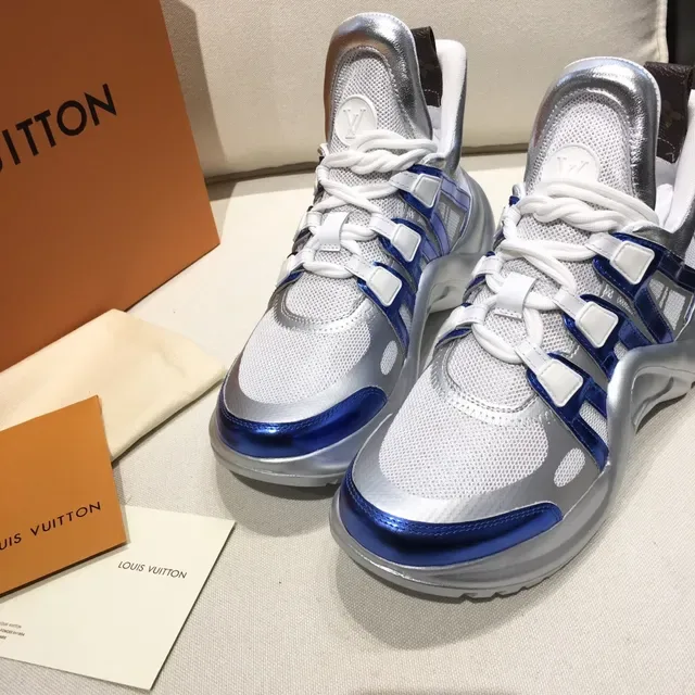 Louis Vuitton Run Away Silver and Blue Metallic Lifestyle Sneakers 5