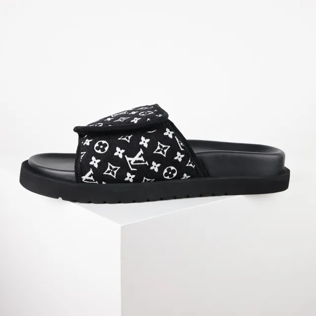 Louis Vuitton Run Away Slides Black Monogram Platform Slippers 9